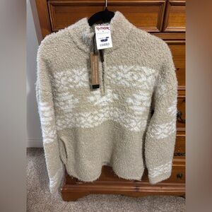 Cozy Beige and White Turtleneck Sweater